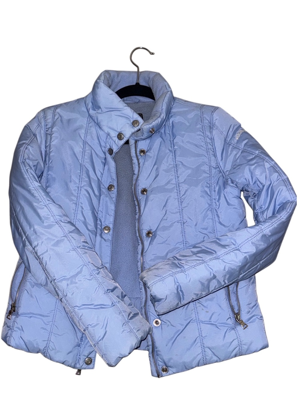 Guess Light Blue Quilted Puffer Jacket